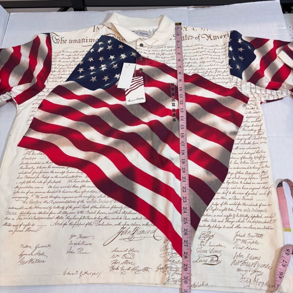 American Summer Declaration of Independence American Flag Polo NEW Size XXL - Picture 12 of 12